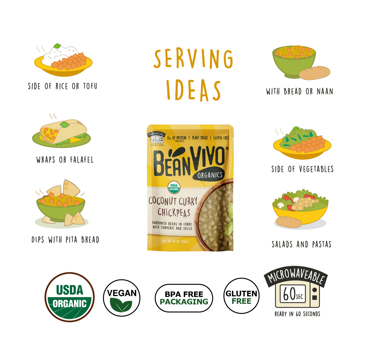 BeanVivo Organic Coconut Curry Chickpeas 10 oz (Pack of 6) - Image 4