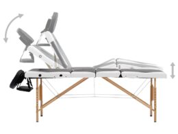 vidaXL Massage Table Foldable Massage Bed Salon Therapy Table 4 Zones Wood