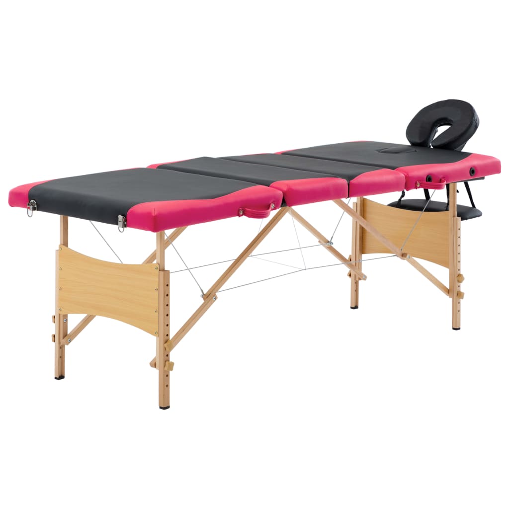 vidaXL Massage Table Foldable Massage Bed Salon Therapy Table 4 Zones Wood - Image 3