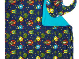 AnnLoren Baby Toddler Boy Space Ship Blanket & Bib Gift Set 2 pc Knit Cotton