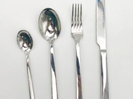 Four (4) Piece 18/10 Stainless Steel Dinner Set By With A Square Solid Handle