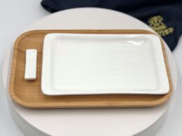 3 Piece Japanese Sushi Set For One Including Chopstick Rest And 2 Platters