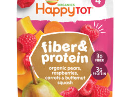 Happy Tot Organic Fiber And Protein, Pear Raspberry Butternut Squash And Carrot (16x4 OZ)