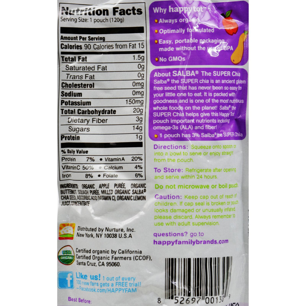 Happy Tot Organic Stage 4 Pouch Food Apple & Squash (16x4.22 Oz) - Image 2