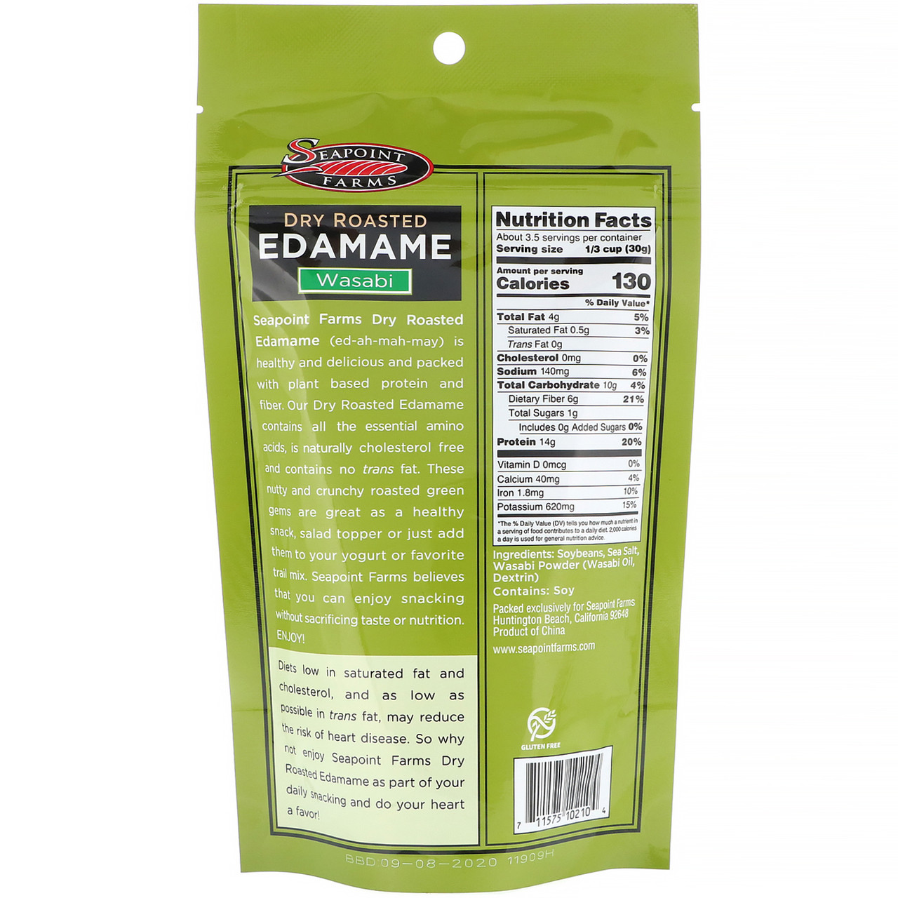 Seapoint Farms Wasabi Dry Roasted Edamame (12x3.5 Oz) - Image 2