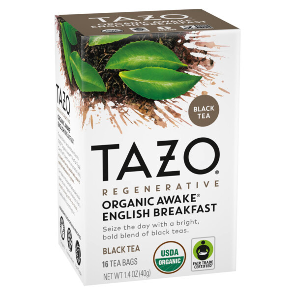 Tazo Organic Awake English Breakfast tea 16 Tea Bags (Pack of 6 Boxes)