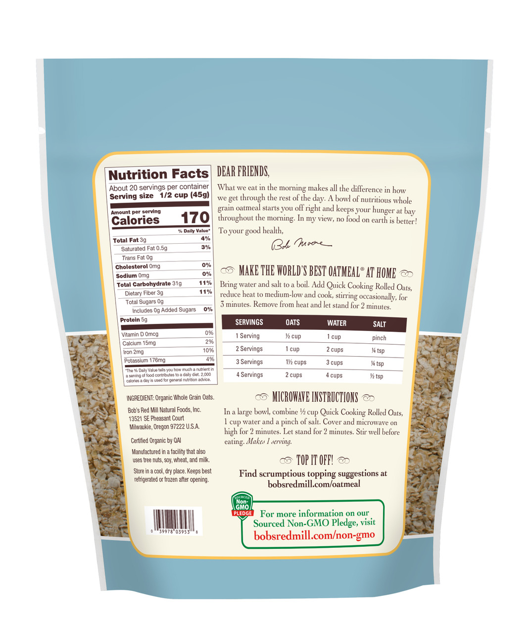 OG2 BOBS QKCOOK RLD OATS ( 4 X 32 OZ ) - Image 2