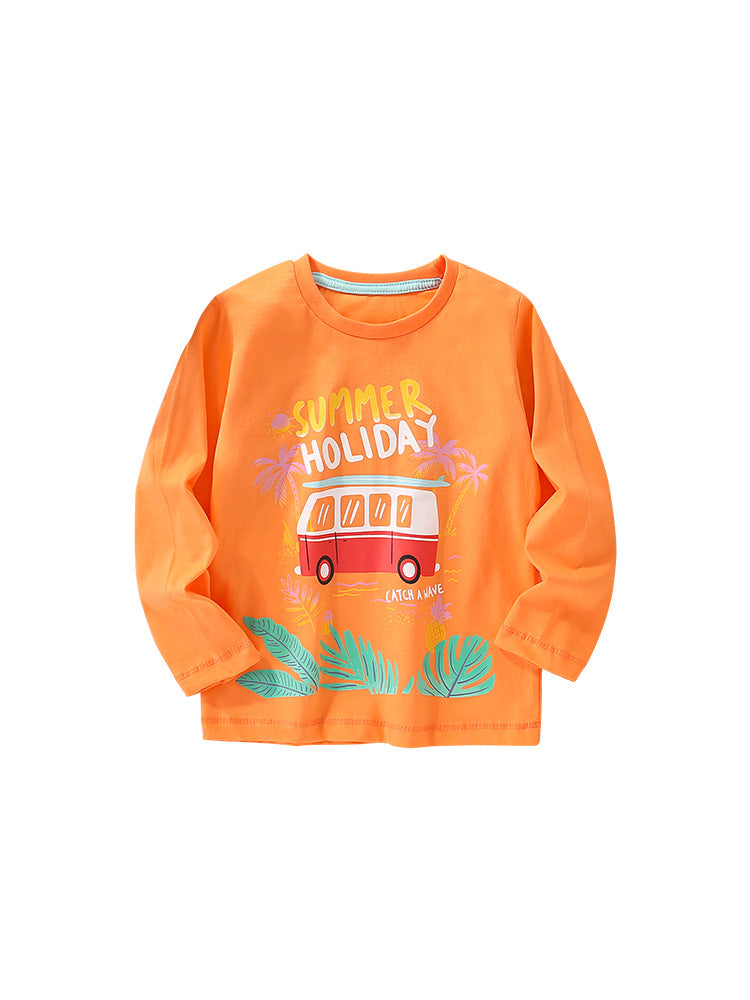 Toddler Boy Cartoon Pattern Crewneck Casual Shirts - Image 9