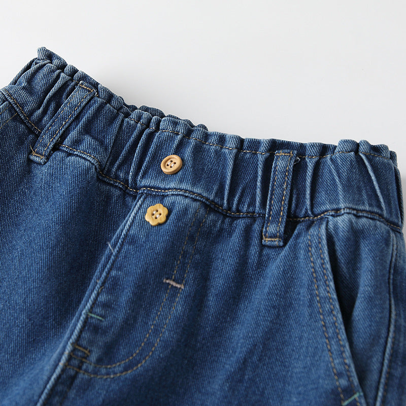 Arrival Autumn Baby Kids Girls Colorful Flowers Pattern Denim Pants - Image 2