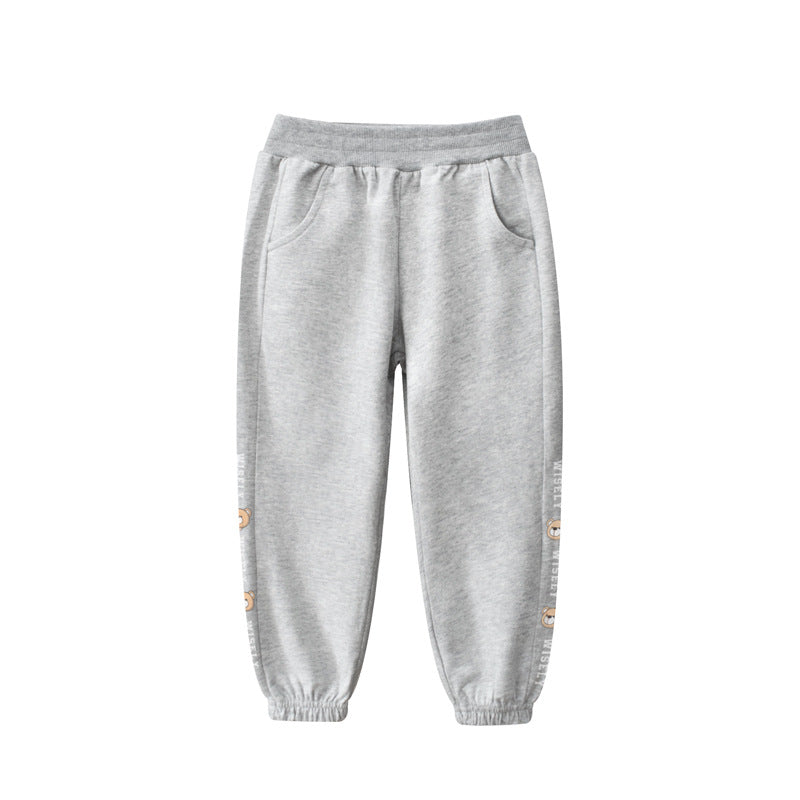 Baby Solid Color Side Cartoon Print Design Thin Style Pants - Image 19