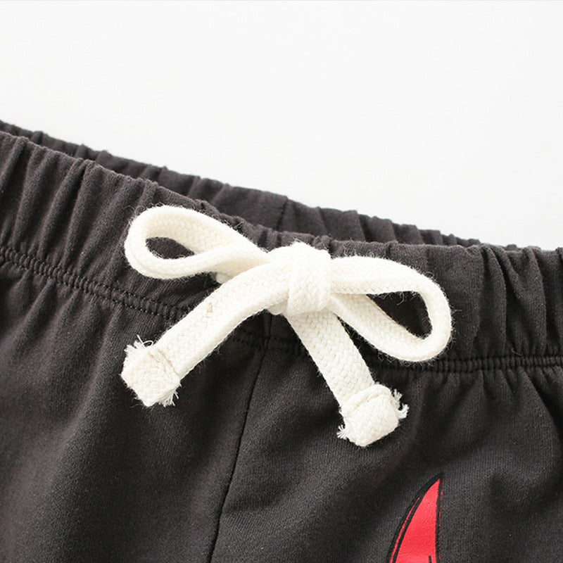 Hot Selling High Quality Boys’ Grey Soft Cotton Fierce Bull Pattern Summer Shorts - Image 2