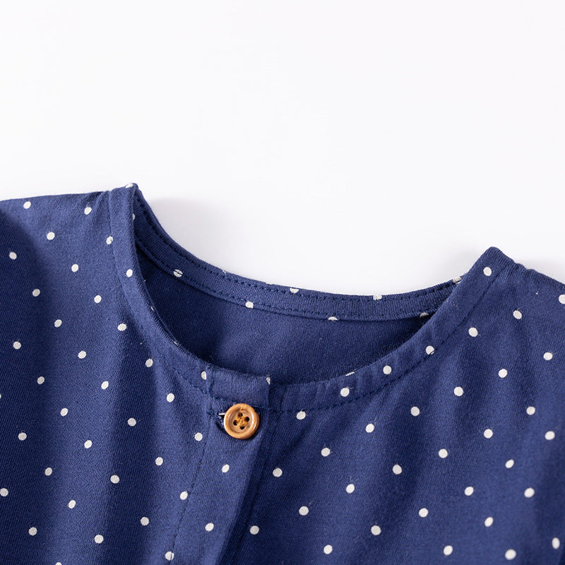 Autumn and Spring Arrival Christmas Cartoon and Dots Pattern Long Sleeves Crew Neck Dress for Stylish Girls - Image 2