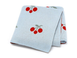 Knitted Cute And Sweet Cherry Soft Baby Blanket, Perfect For Newborn Boys And Girls