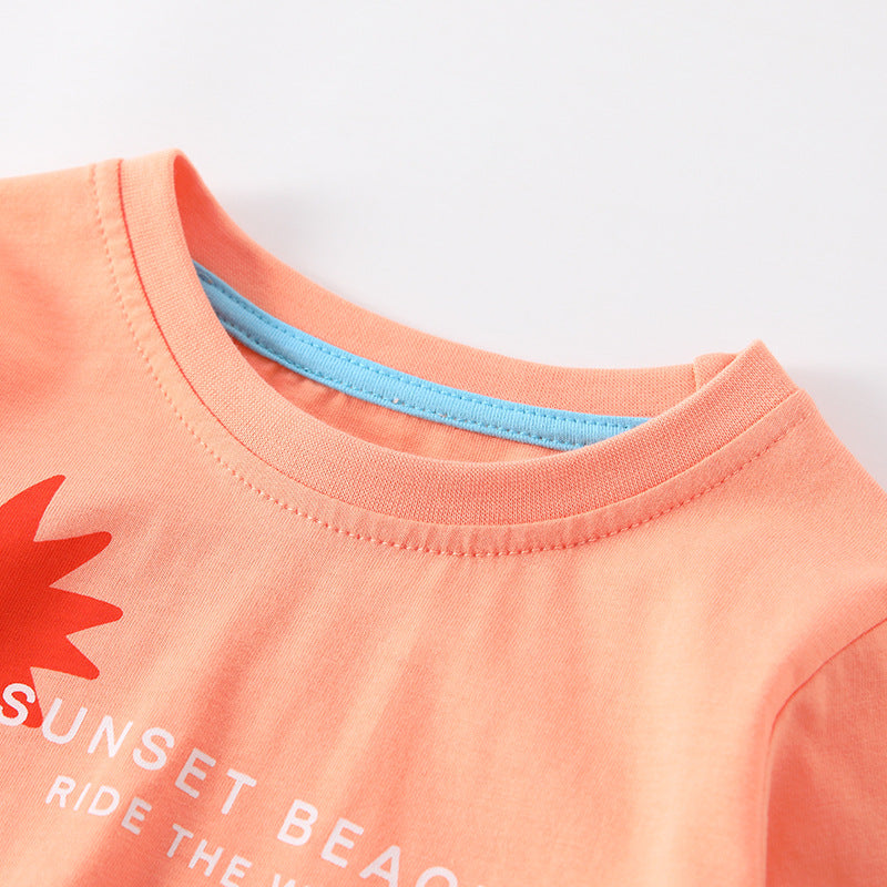 Spring and Autumn Boys Letters and Geometric Pattern Long Sleeves Top and Striped Pants Clothing Set - Image 2