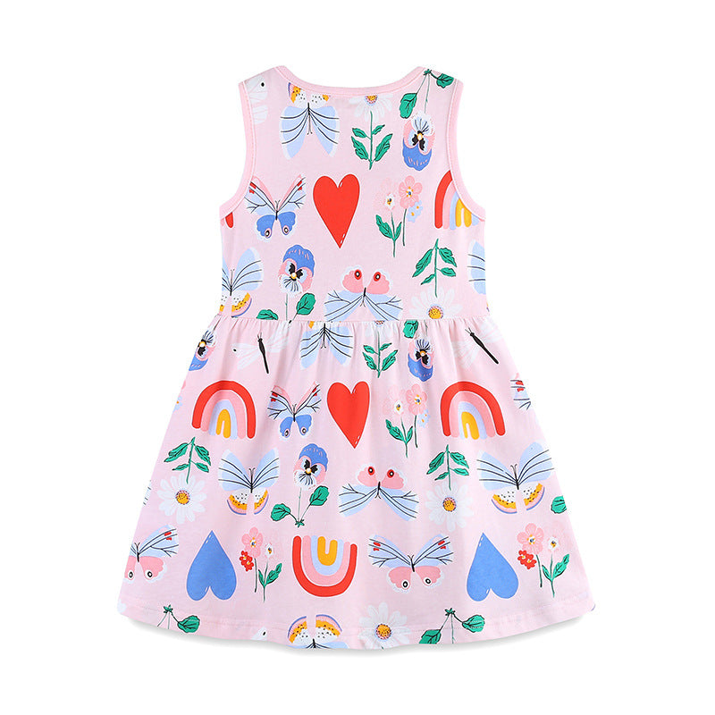Summer Pure Cotton Cute Various Cartoon Pattern Sleeveless Dress for Stylish Girls - Image 2
