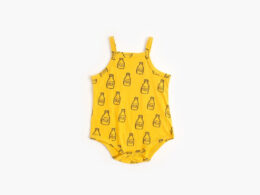 Baby Boy And Girl Cartoon Print Pattern Sleeveless Onesies In Summer