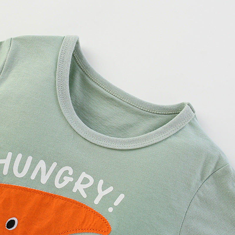 Summer Boys’ Monsters Cartoon Pattern T-shirt in European and American Style - Image 3