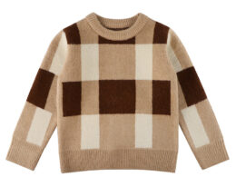Baby Boy Plaid Graphic O-Neck Long Sleeves Western Classic Sweater