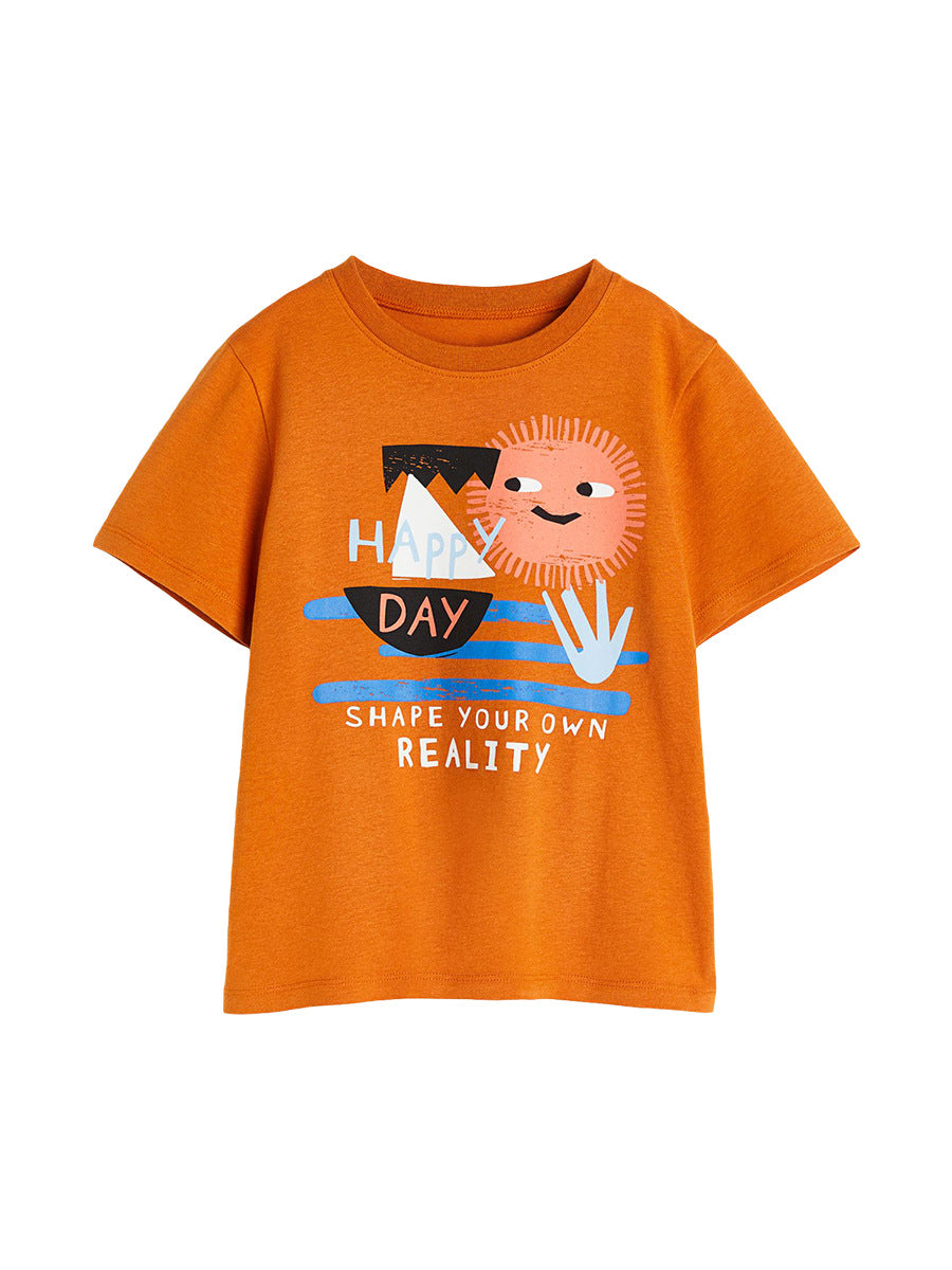 Round Neck Happy Day Cartoon Boys’ T-Shirt In European And American Style For Summer - Image 10