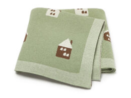Hot Selling: Spring/Summer Arrival Knitted Cute Little House Soft Baby Blanket, Perfect For Newborn Boys And Girls
