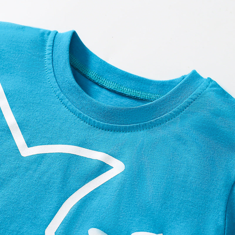 Summer Baby Kids Shark Cartoon Pattern T-shirt and Shorts Clothing Set for Boys - Image 4