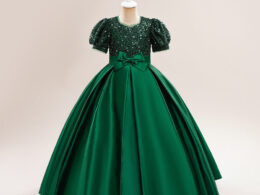 Design Summer Baby Kids Girls Short Sleeves Glistening Sequin Festival Dress