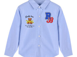 Baby Boy Bear And Slogan Pattern Lapel Design Cute Shirt