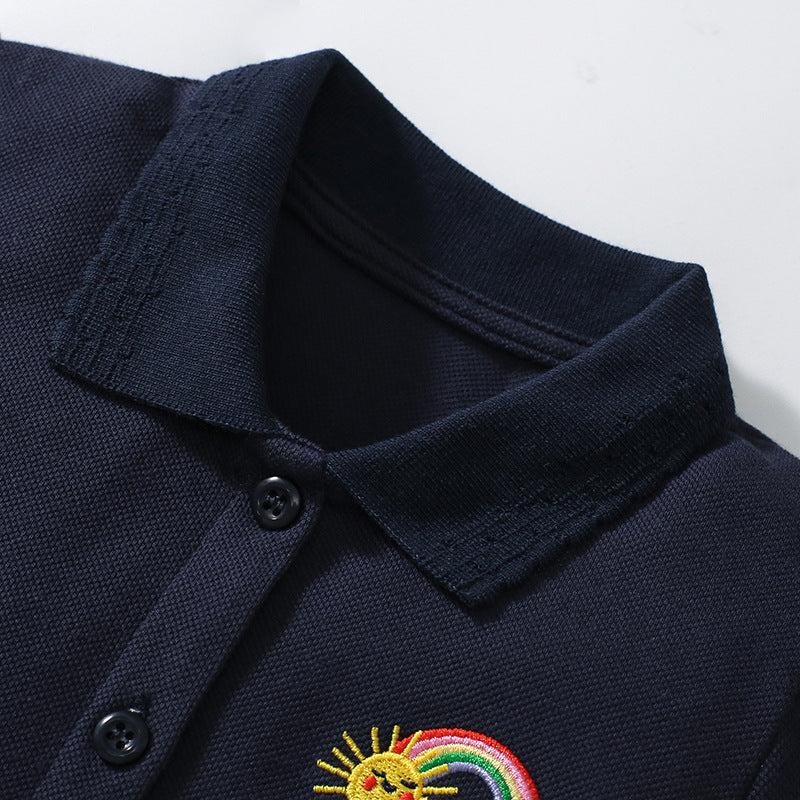 Summer Arrival Rainbow Pattern Short Sleeves Polo Dress for Stylish Girls - Image 2