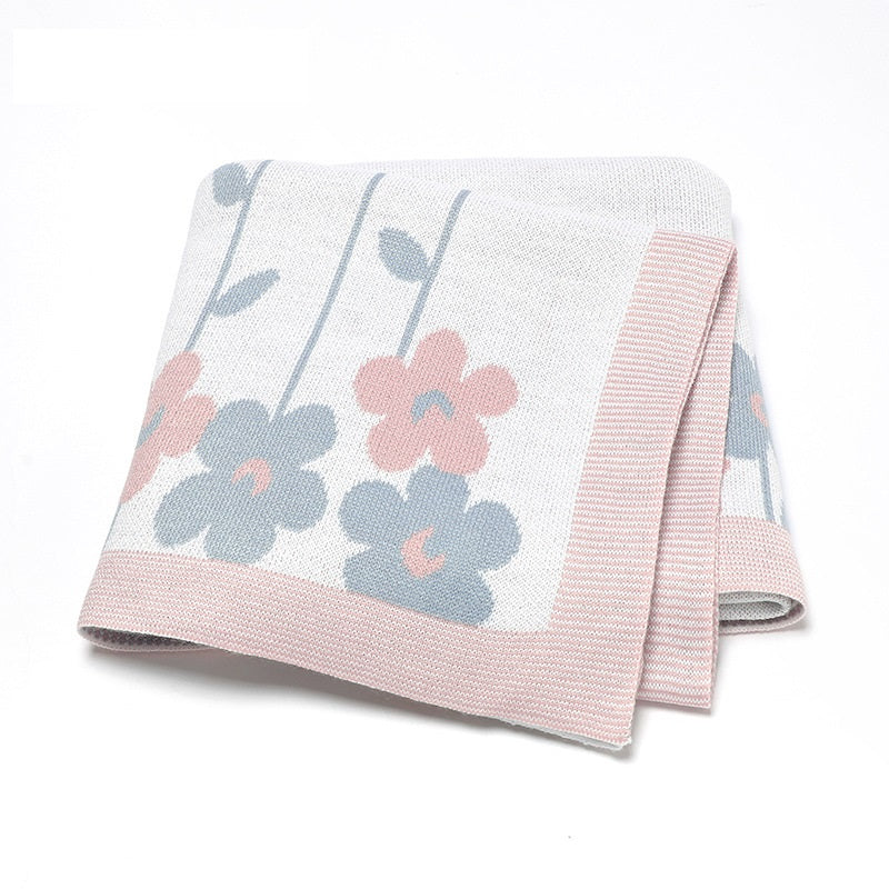 Knitted Beautiful Flower Soft Baby Blanket, Perfect For Newborn Boys And Girls - Image 2
