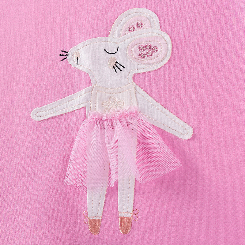 Spring and Autumn Girls Animals Cartoon Pattern Long Sleeves Pullover and Pants Clothing Set - Image 3