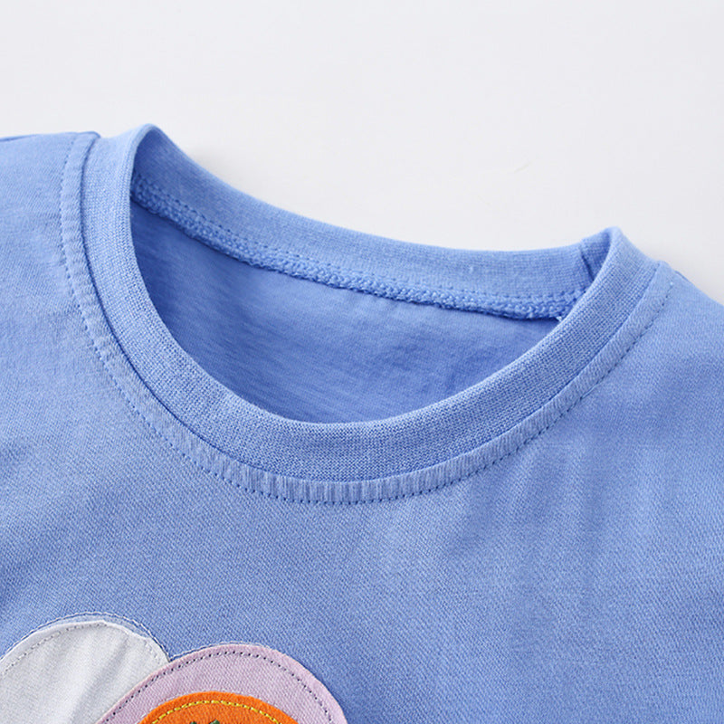 Summer Girls’ Butterfly Pattern Decorated T-shirt in European and American Style - Image 4