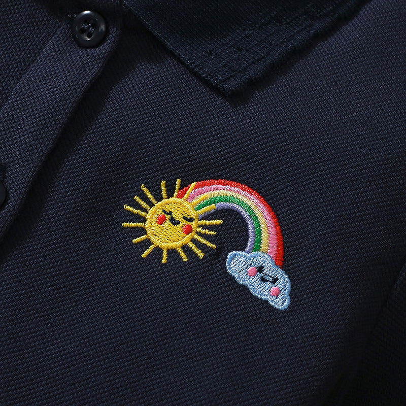 Summer Arrival Rainbow Pattern Short Sleeves Polo Dress for Stylish Girls - Image 3