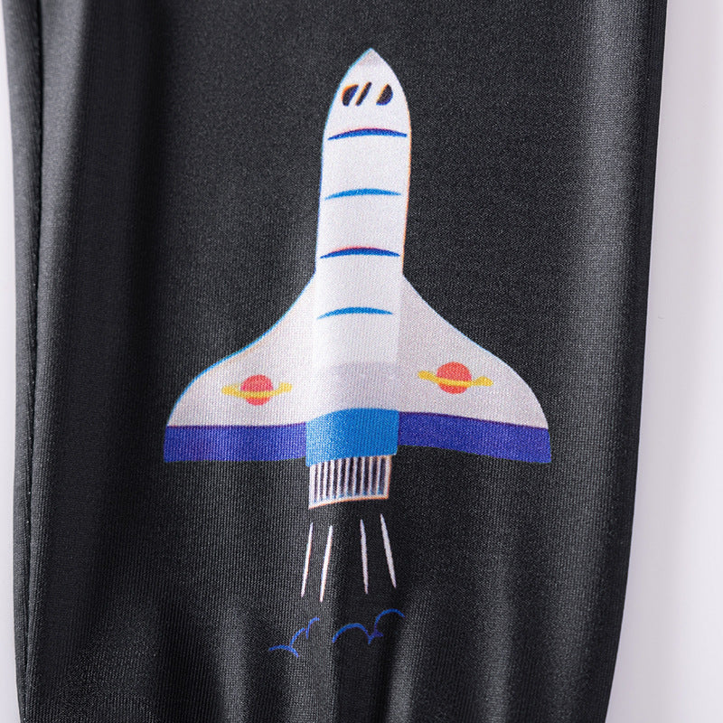 MyKids-USA Spring and Autumn Baby Boys Astronaut Cartoon Pattern Long Sleeves Casual Pajama Set - Image 3