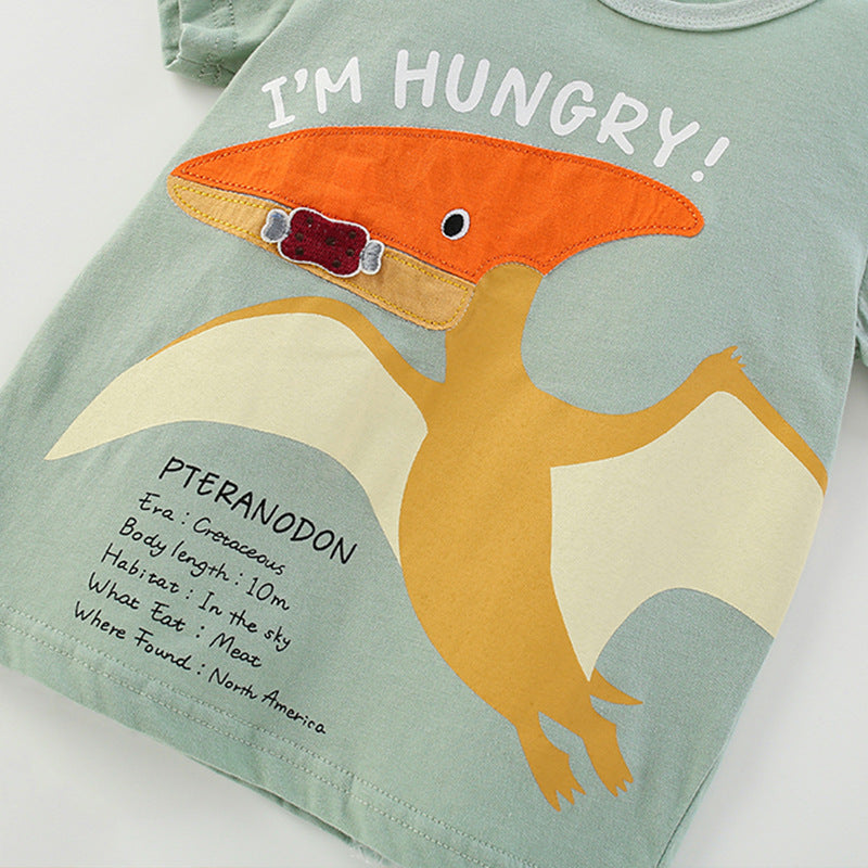 Summer Boys’ Monsters Cartoon Pattern T-shirt in European and American Style - Image 2