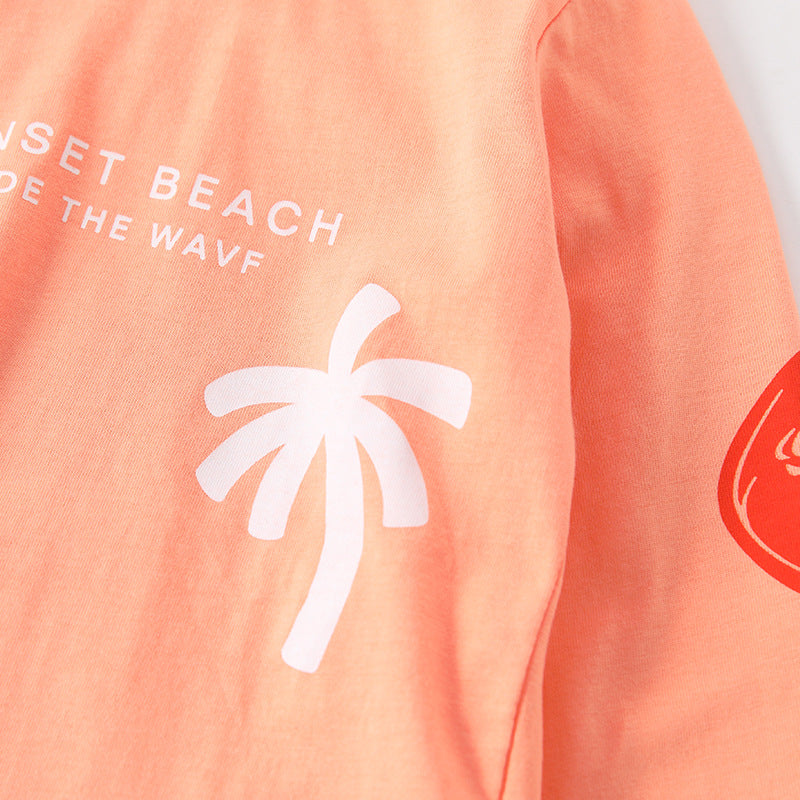 Spring and Autumn Boys Letters and Geometric Pattern Long Sleeves Top and Striped Pants Clothing Set - Image 3