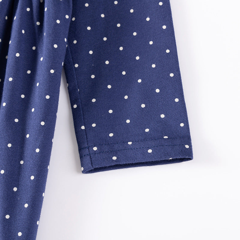 Autumn and Spring Arrival Christmas Cartoon and Dots Pattern Long Sleeves Crew Neck Dress for Stylish Girls - Image 3