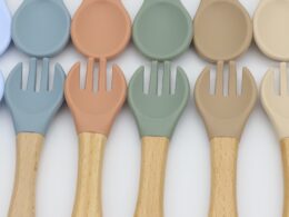 Baby Food Grade Wooden Handles Silicone Spoon Fork Cutlery
