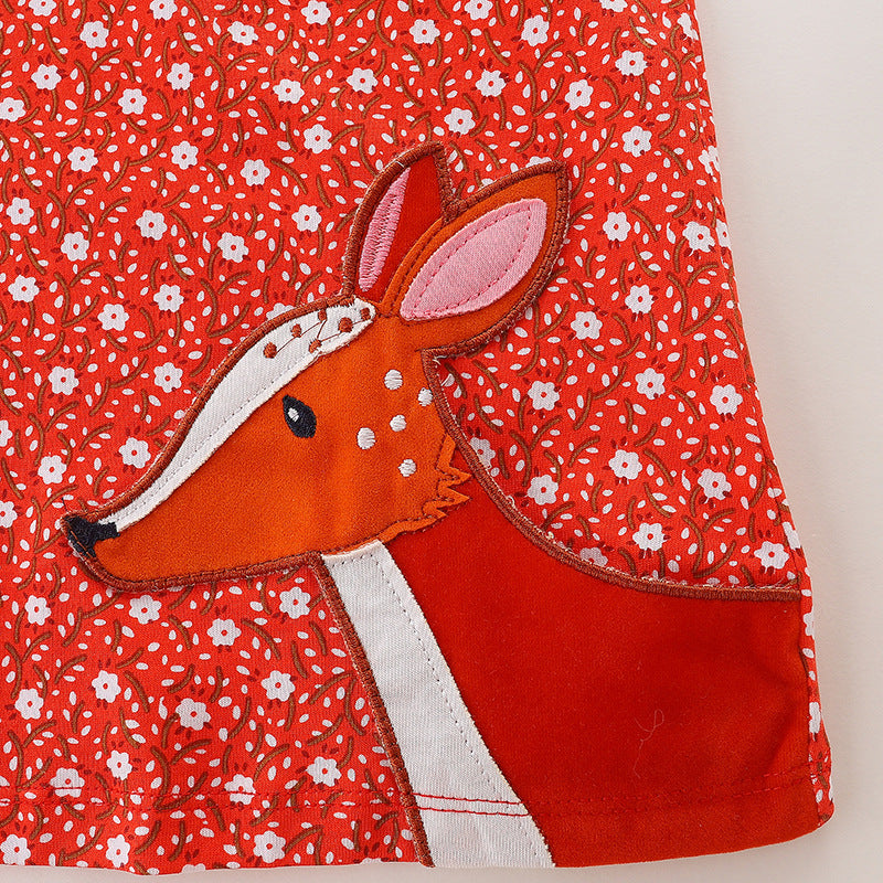 Baby Girl Ditsy Flower Graphic Embroidered Design Long Sleeve Dress - Image 3