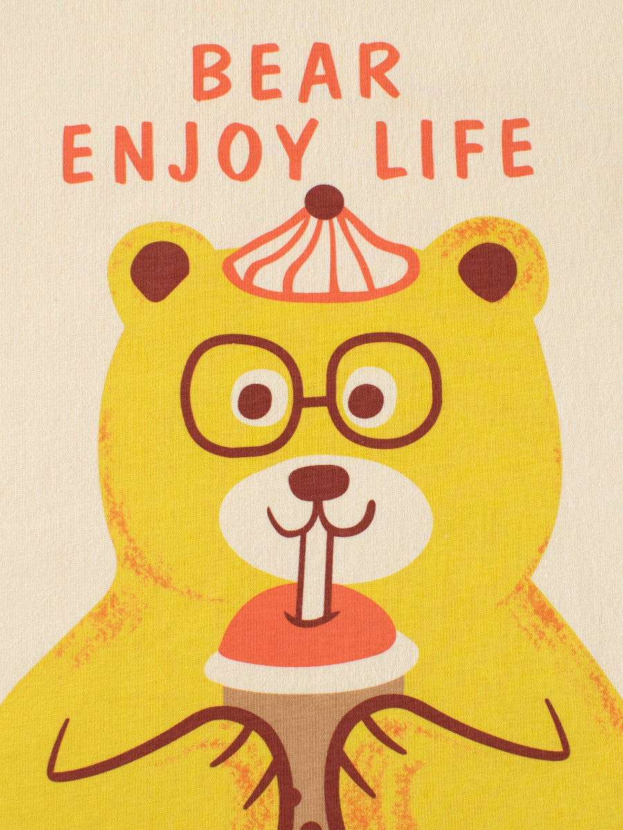 Autumn Baby Boys Cartoon Teddy Bear Print Color Patchwork Long Sleeves Crew Neck Base Top Shirt - Image 3