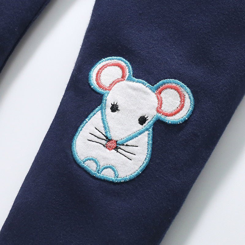 Spring and Autumn Girls Animals Cartoon Pattern Long Sleeves Pullover and Pants Clothing Set - Image 4