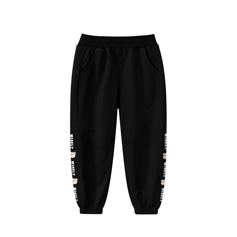 Baby Solid Color Side Cartoon Print Design Thin Style Pants - Image 18