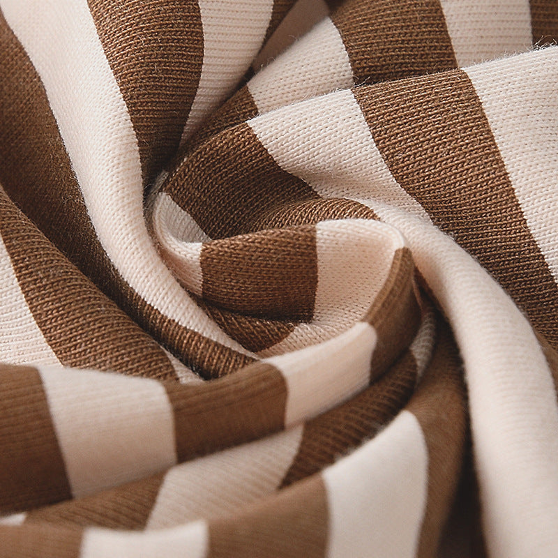 Spring and Autumn Boys Cartoon Teddy Bear Pattern Long Sleeves Top and Striped Pants Clothing Set - Image 4