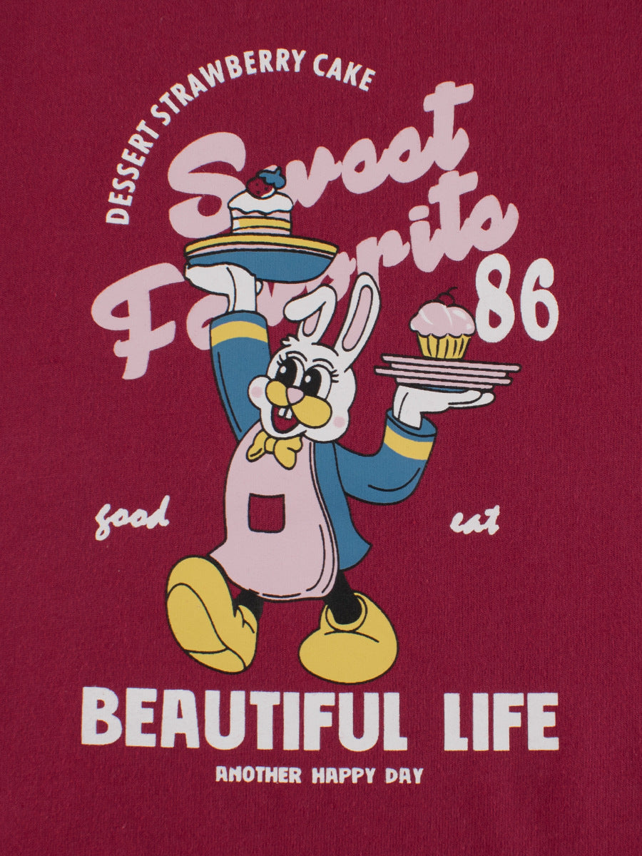 Autumn Arrival Kids Girls Cartoon Print Crew Neck Long Sleeves Color Patchwork Shirt - Image 3