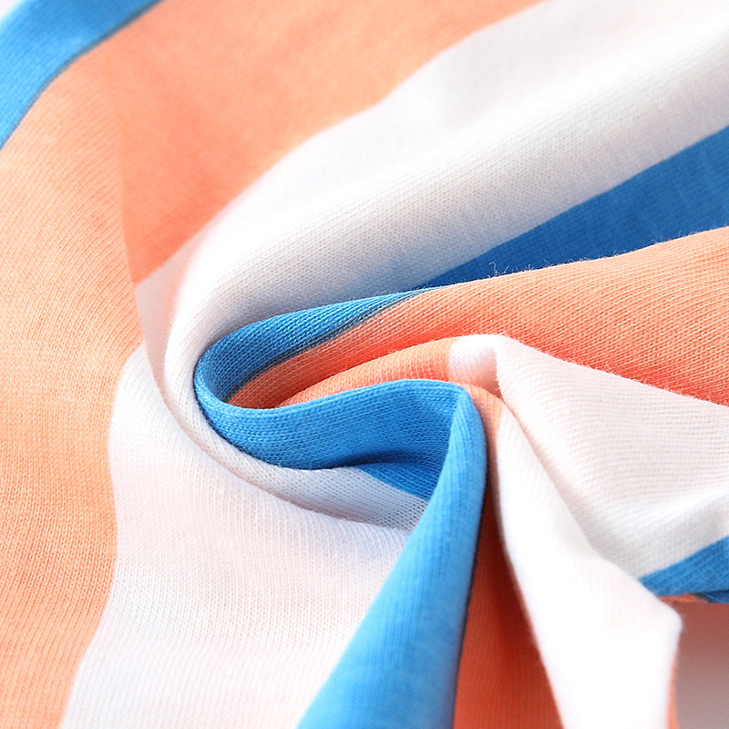 Spring and Autumn Boys Letters and Geometric Pattern Long Sleeves Top and Striped Pants Clothing Set - Image 4