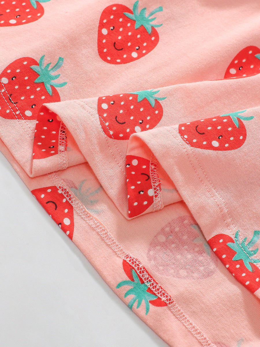 Arrival Autumn Girls Long Sleeves Cartoon Strawberry Fruits Pattern Crew Neck Dress - Image 5
