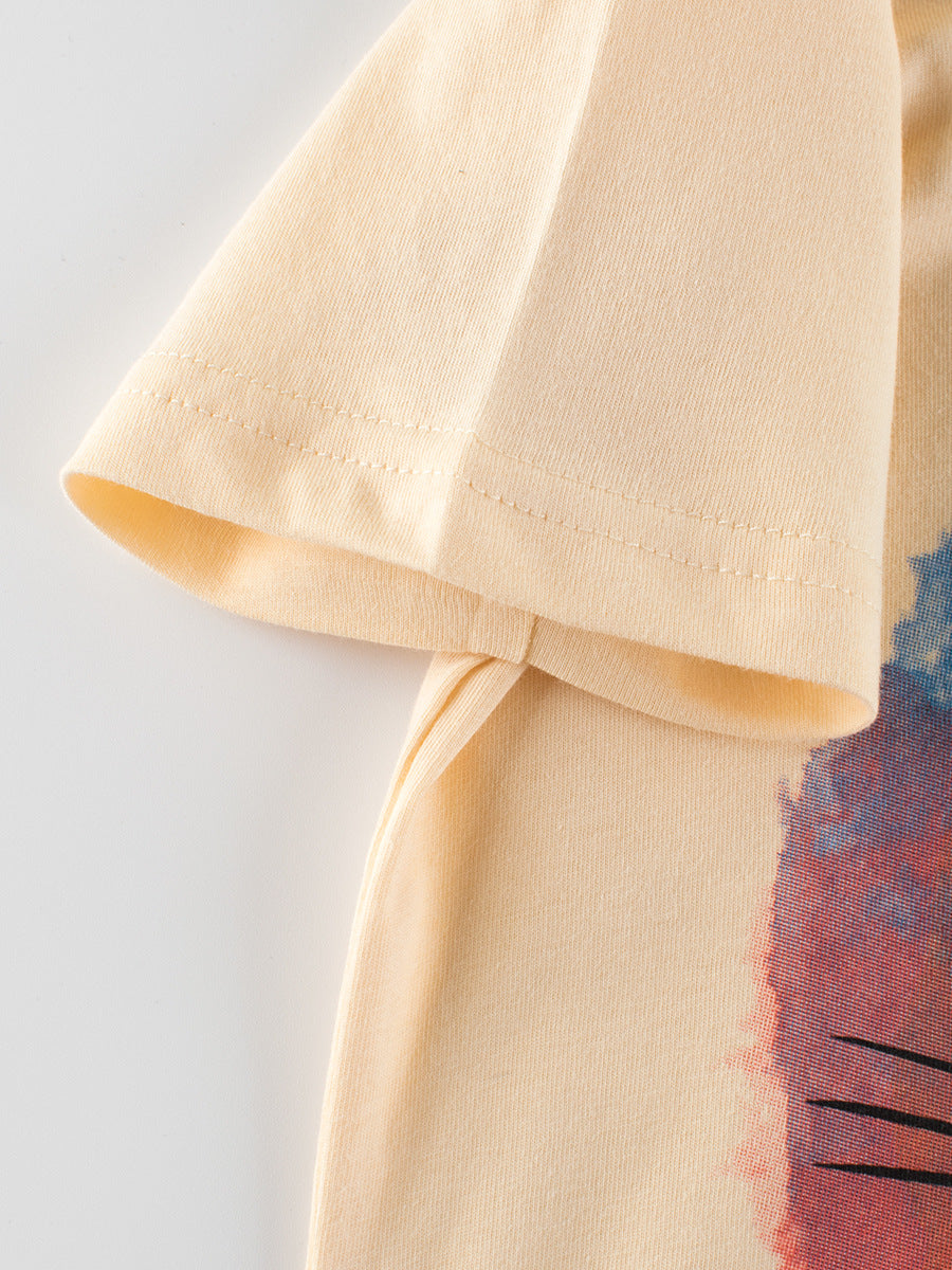 Boys Cartoon Colorful Lion Pattern T-Shirt In European And American Style - Image 4