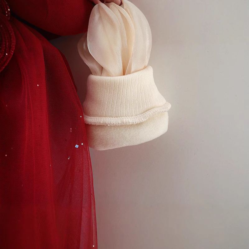 Autumn and Winter Arrival Baby Girls Long Sleeves Crew Neck Top and Rabbit Design Dress - Image 4