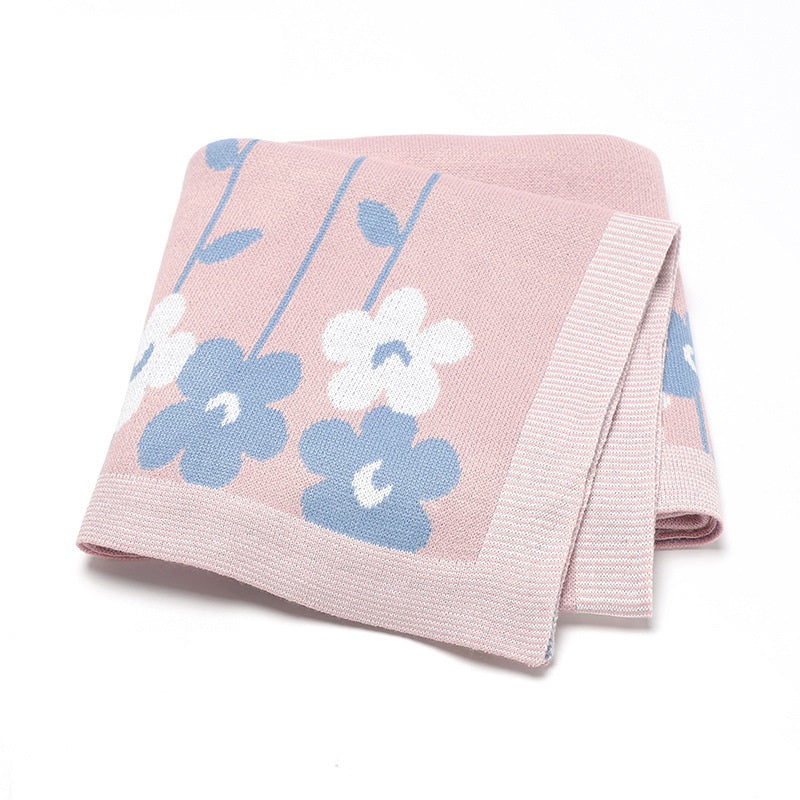 Knitted Beautiful Flower Soft Baby Blanket, Perfect For Newborn Boys And Girls - Image 3