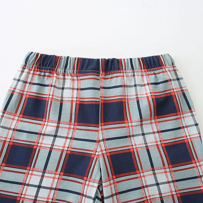 Summer Baby Kids Cartoon Truck Pattern T-shirt and Plaid Shorts Color Patchwork Clothing Set for Boys - Image 4