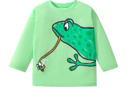 Arrival Autumn Kids’ Long Sleeves Frog Print T-Shirt In European And American Style For Summer